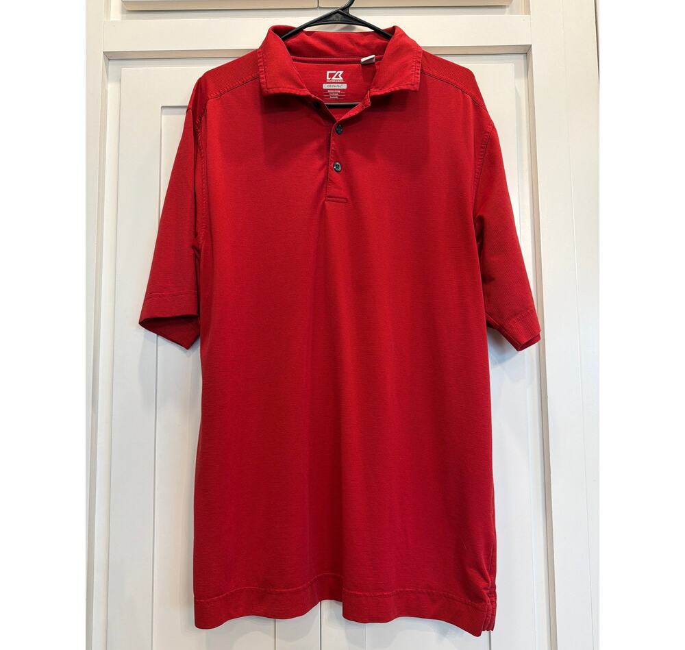 Cutter & Buck Drytec Red ribbed Polo Large Tall